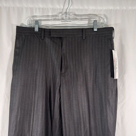 New Axist City Pant Men's 34x32 Grey Striped Flat Front Office Work - Picture 2 of 10